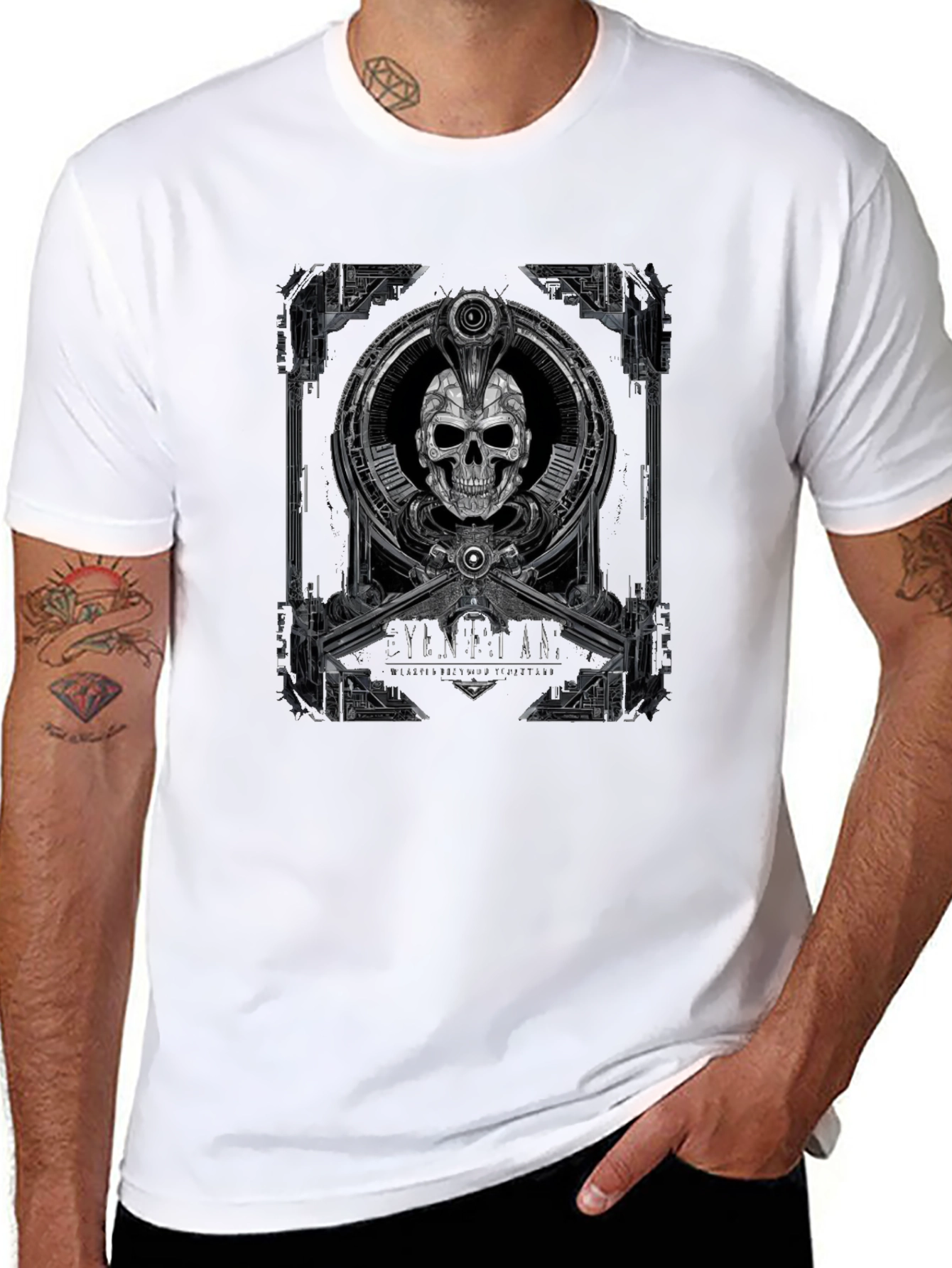 Steampunk Skull Graphic Tee - Mens Black T-Shirt