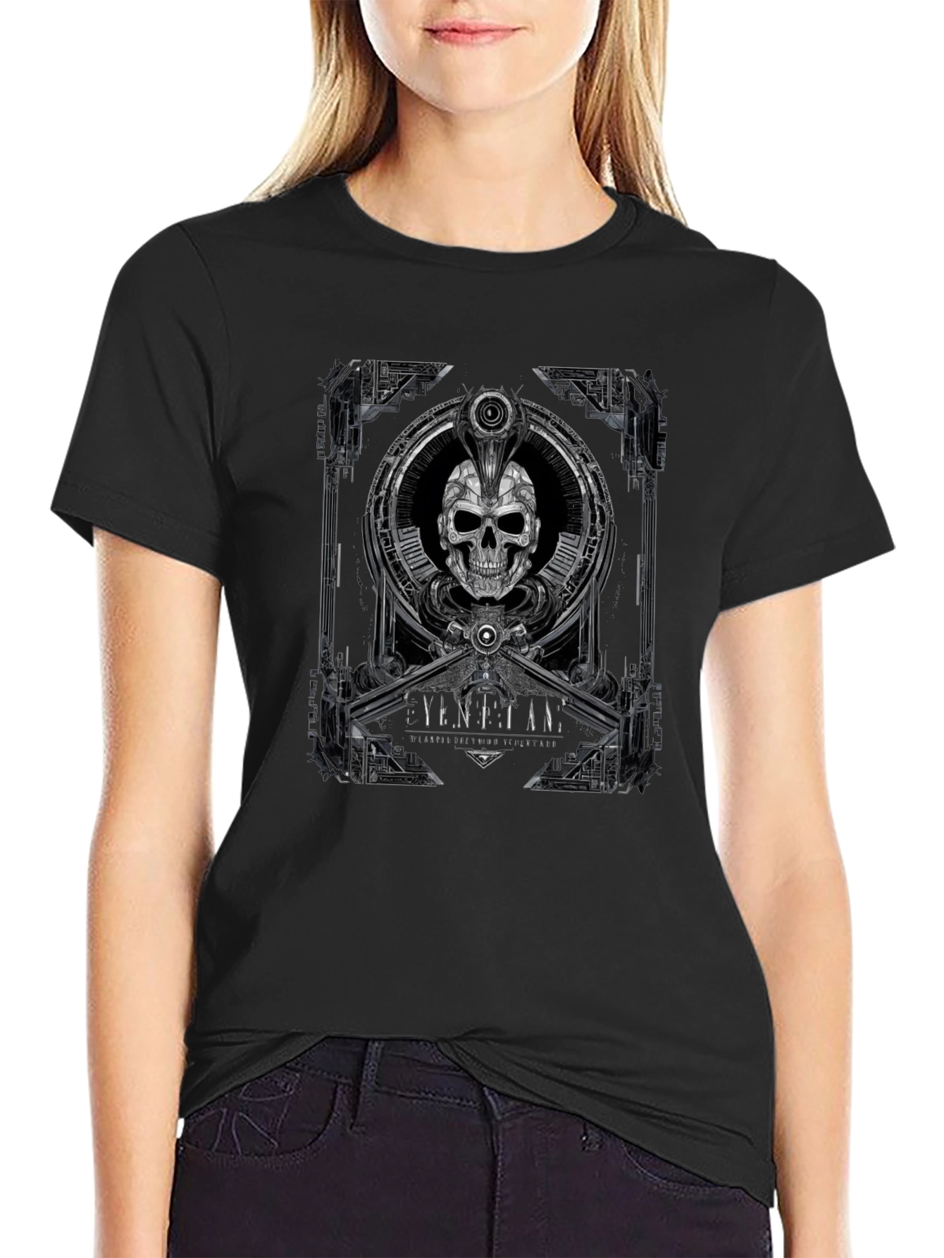 Steampunk Skull Graphic Tee - Mens Black T-Shirt