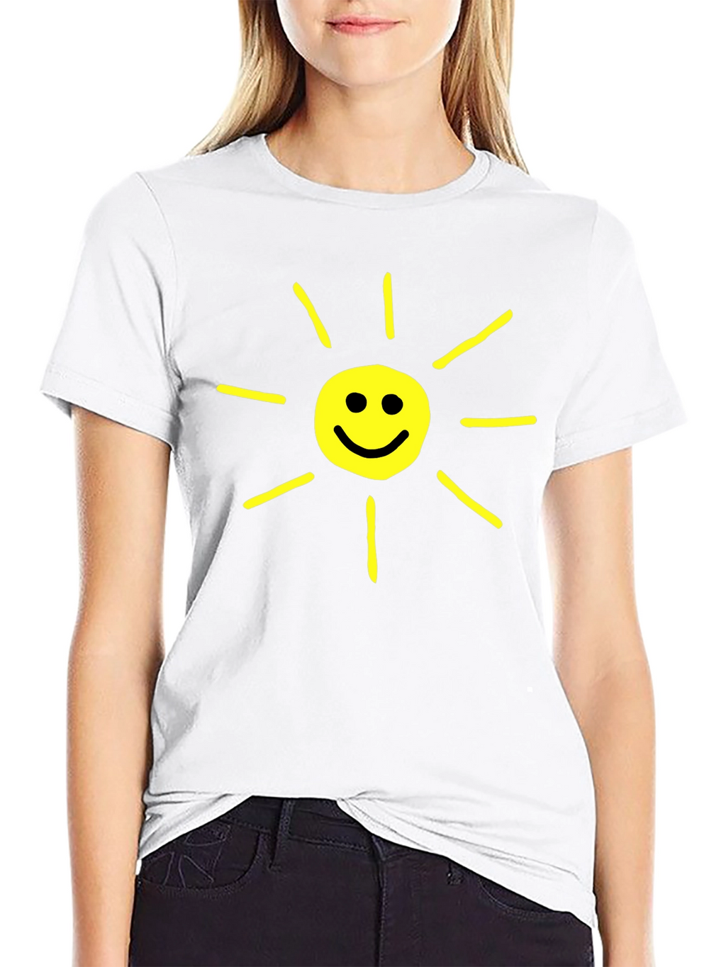 Happy Sunshine Graphic T-Shirt - Black Crew Neck