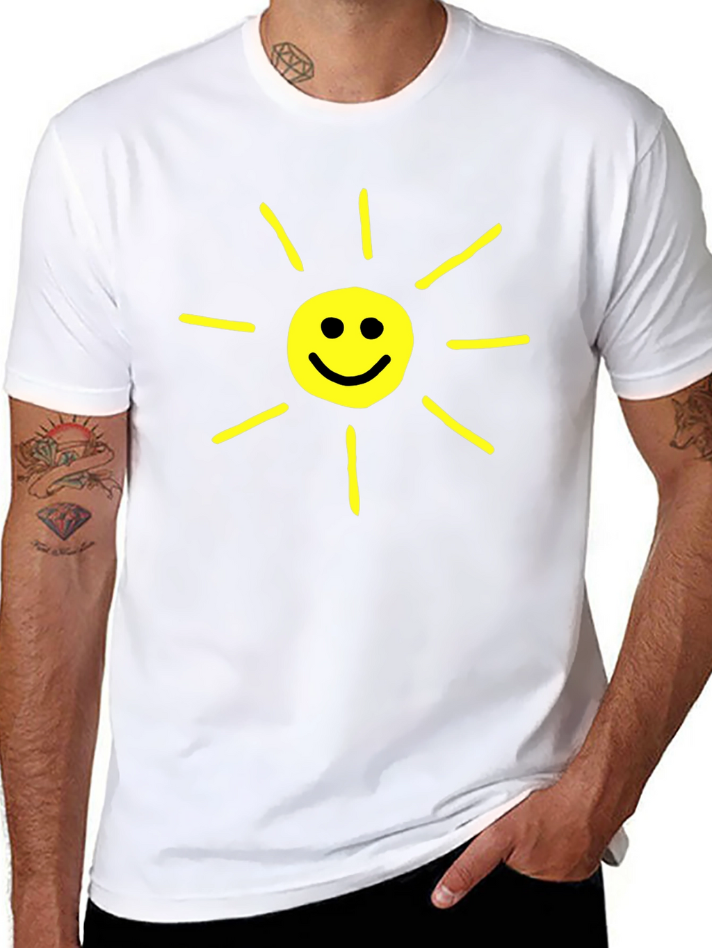 Happy Sunshine Graphic T-Shirt - Black Crew Neck