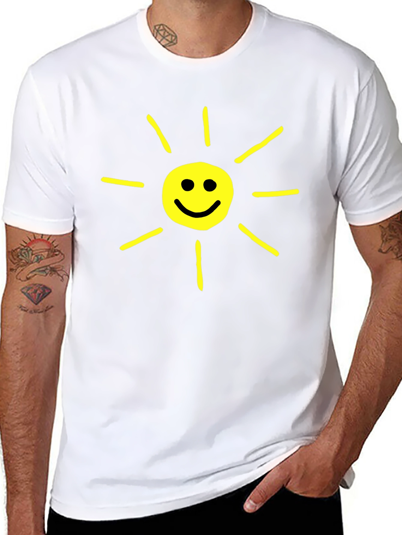 Happy Sunshine Graphic T-Shirt - Black Crew Neck