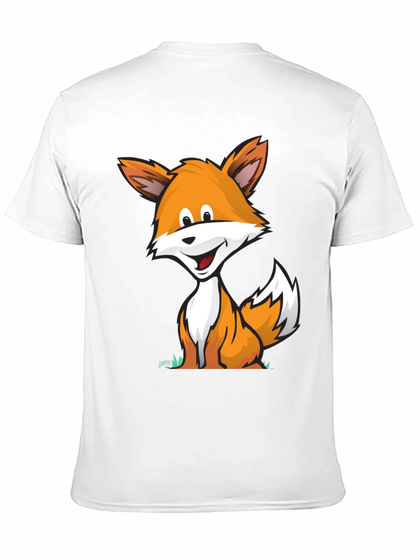 Cartoon Fox Graphic Tee -  Comfortable Black T-Shirt