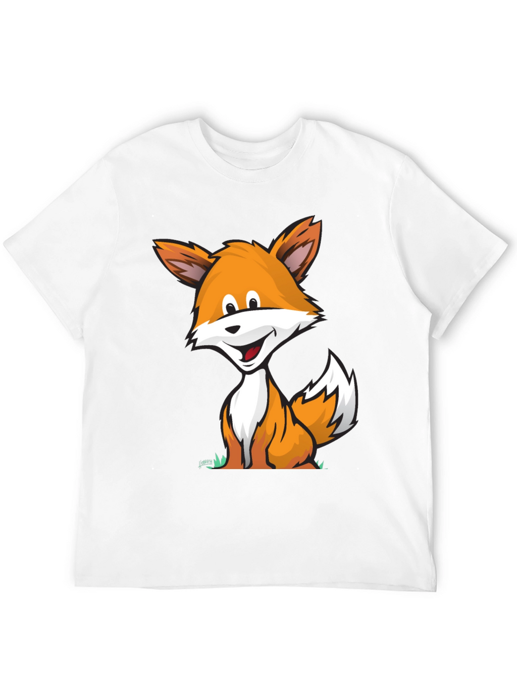 Cartoon Fox Graphic Tee -  Comfortable Black T-Shirt