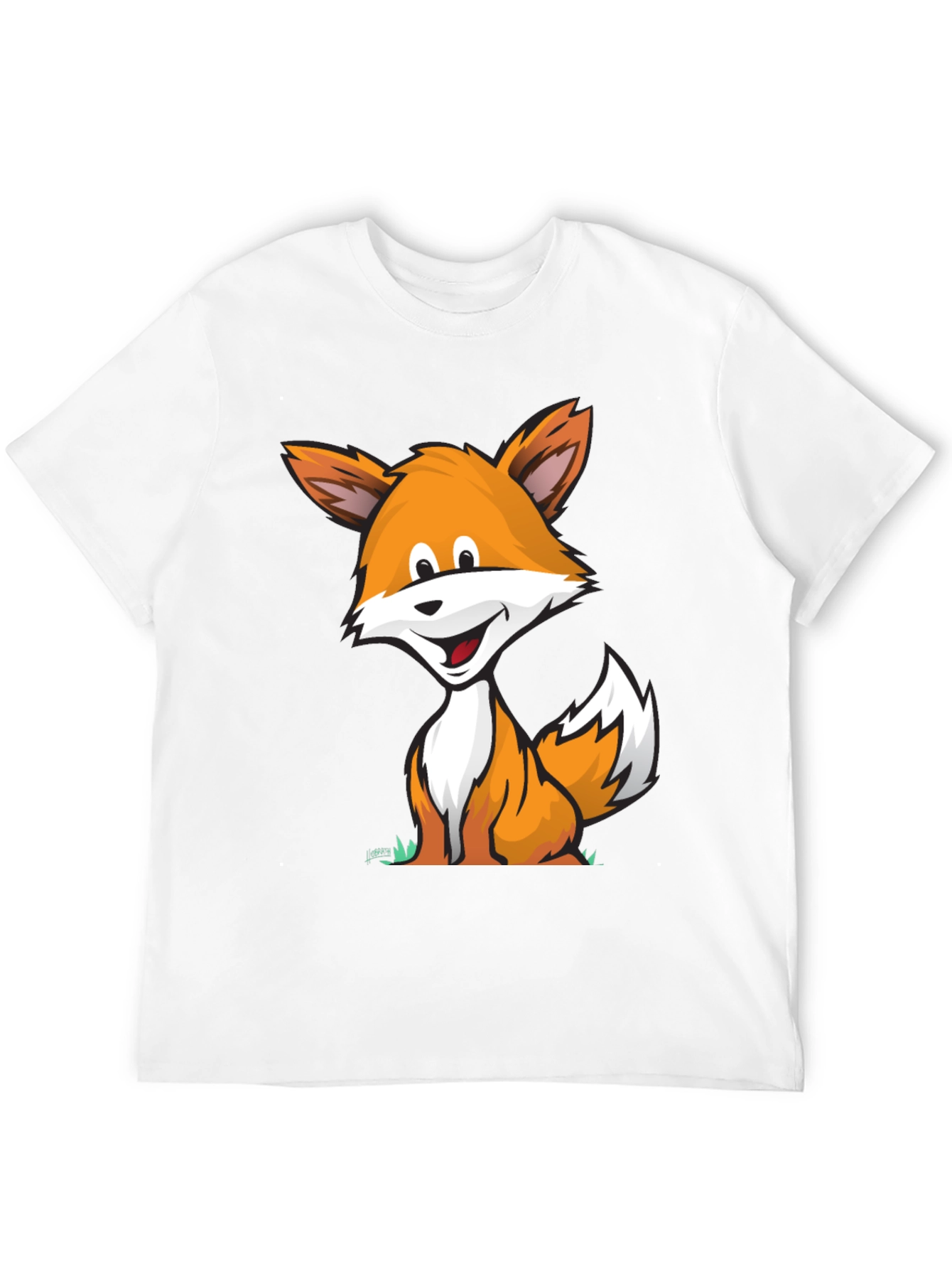 Cartoon Fox Graphic Tee -  Comfortable Black T-Shirt