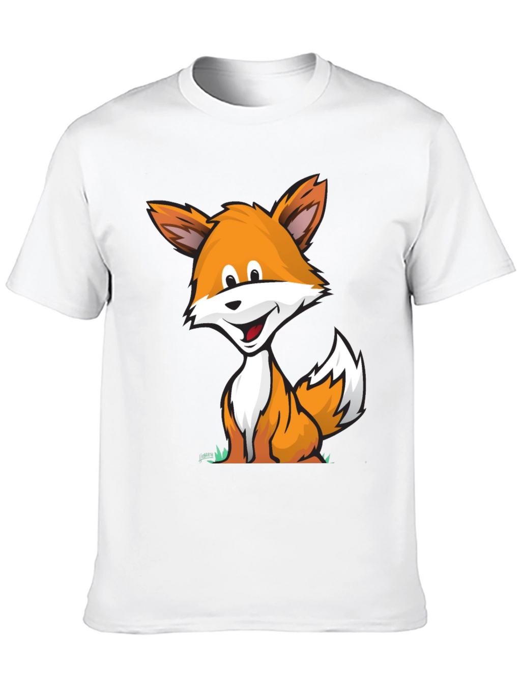 Cartoon Fox Graphic Tee -  Comfortable Black T-Shirt