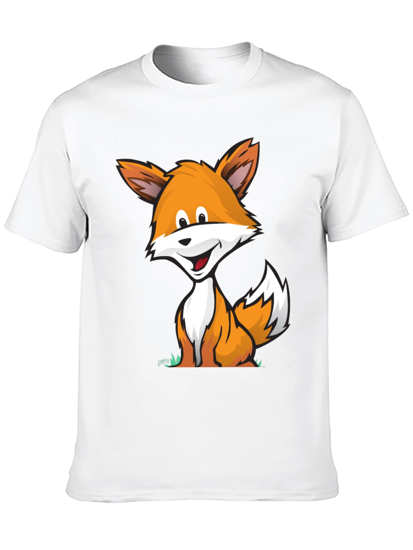 Cartoon Fox Graphic Tee -  Comfortable Black T-Shirt