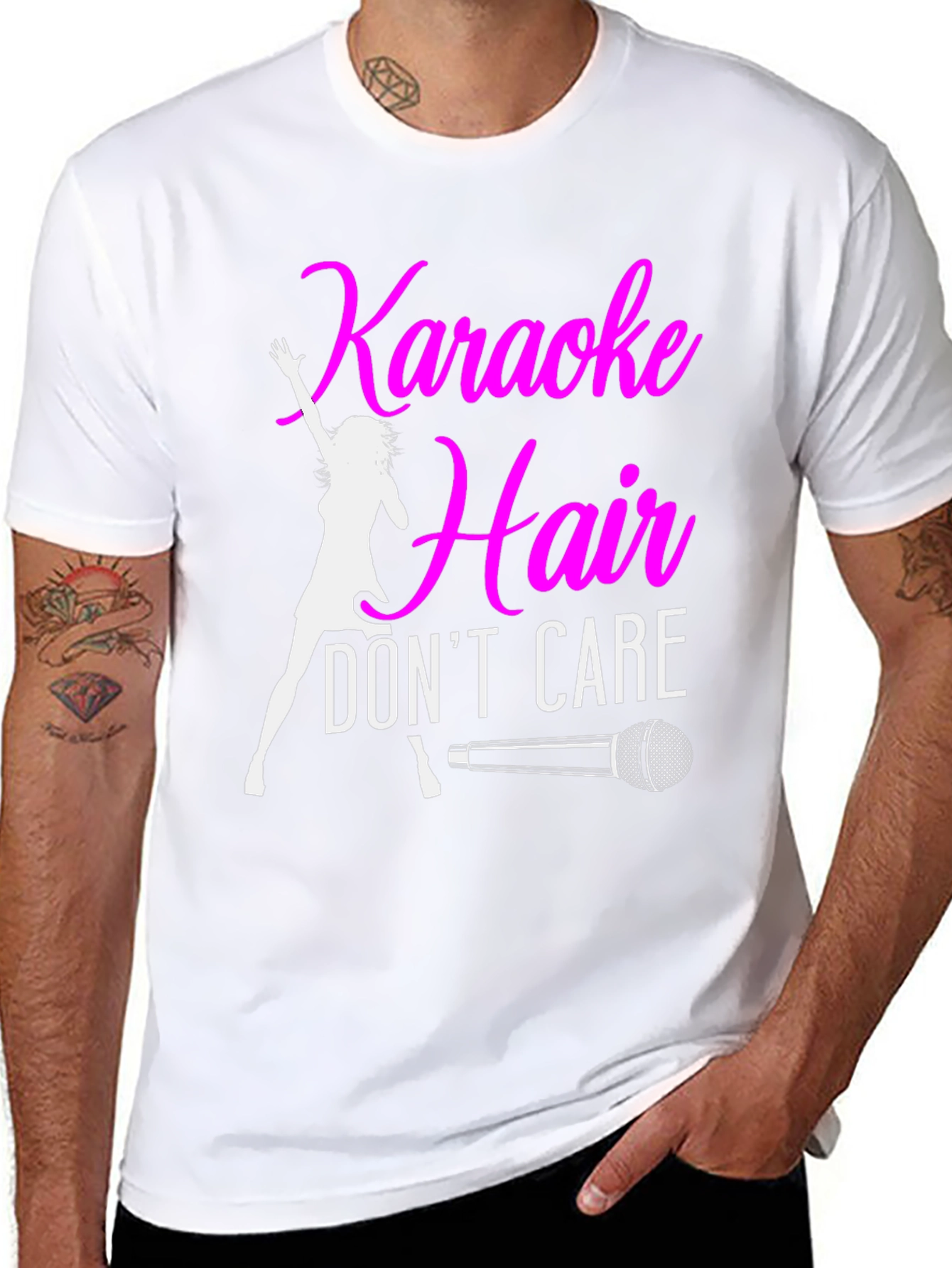 Karaoke Hair Dont Care Black T-Shirt