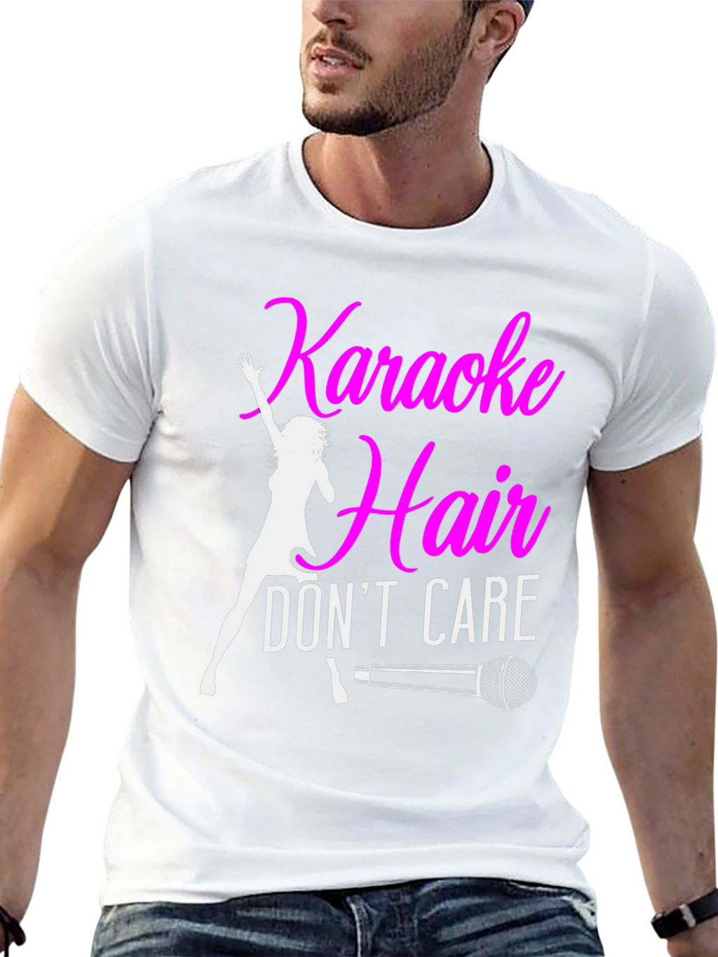 Karaoke Hair Dont Care Black T-Shirt