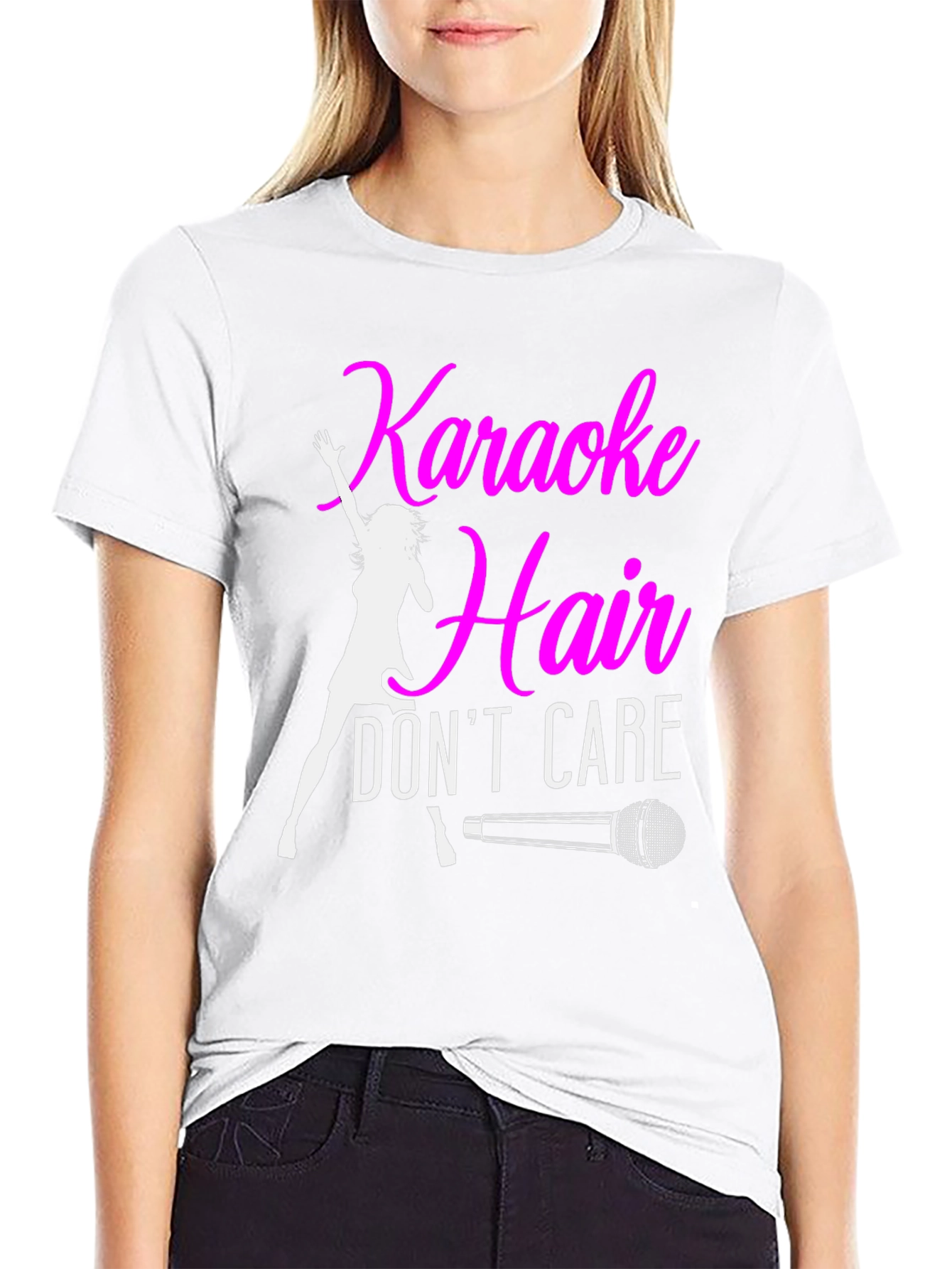 Karaoke Hair Dont Care Black T-Shirt