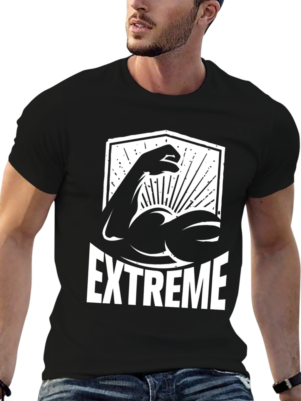 Extreme Muscle Black T-Shirt for Fitness Enthusiasts