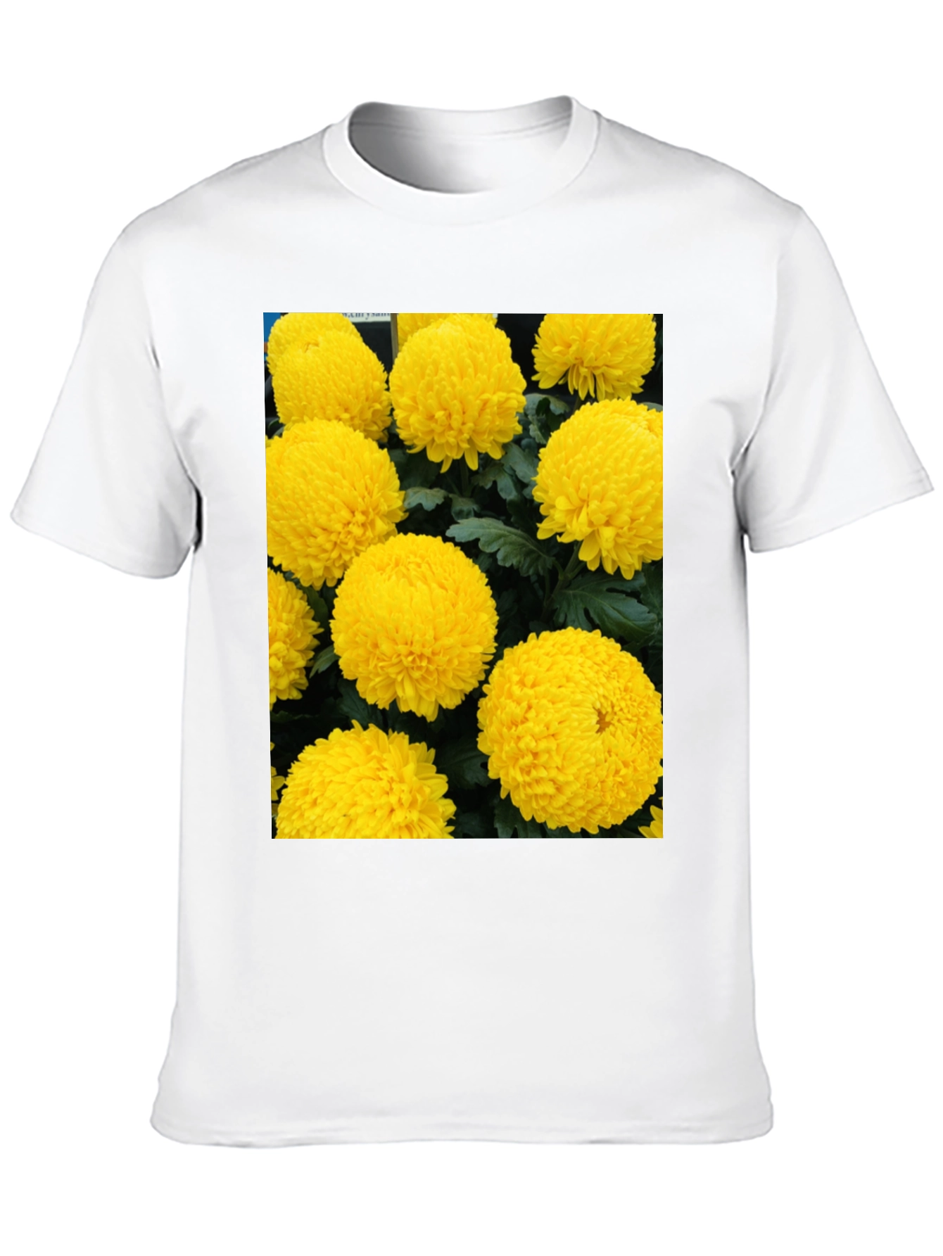 Floral Print T-Shirt - Sunny Yellow Flowers