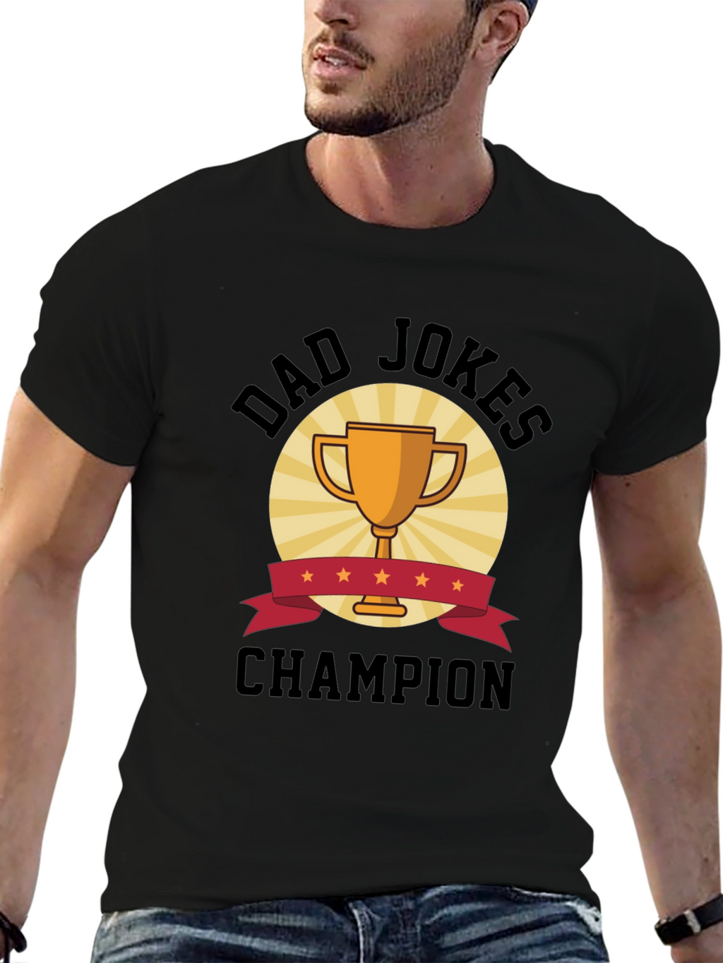 Dad Jokes Champion Black T-Shirt