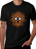 Cartoon Lion Graphic Black T-Shirt