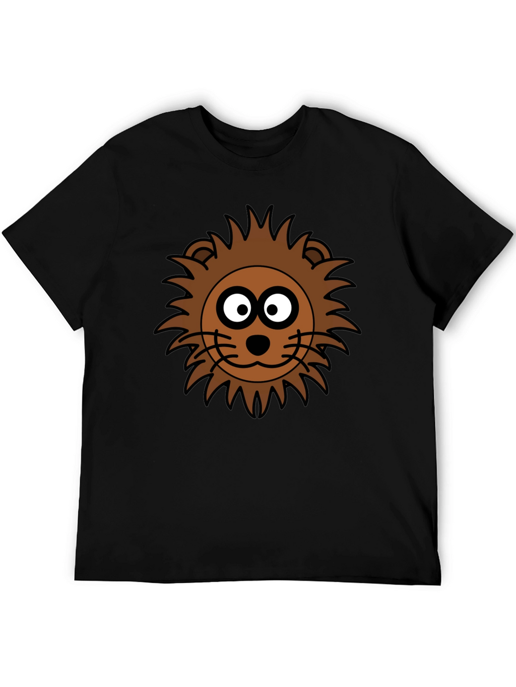 Cartoon Lion Graphic Black T-Shirt