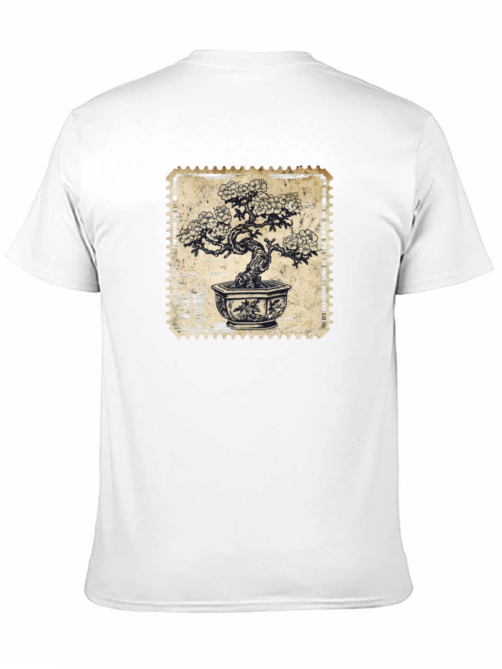 Bonsai Stamp Black T-Shirt - Nature Inspired Graphic Tee