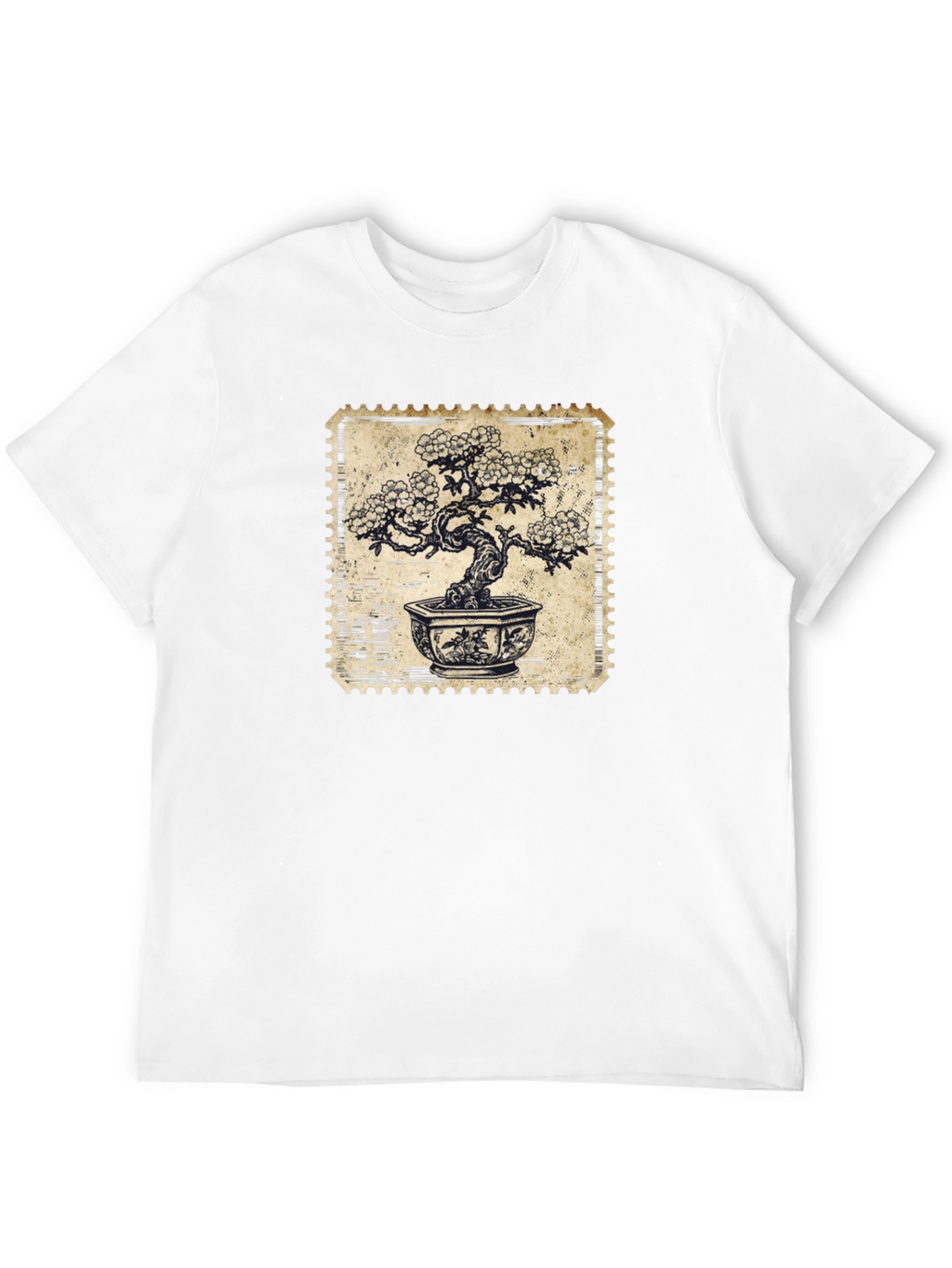 Bonsai Stamp Black T-Shirt - Nature Inspired Graphic Tee