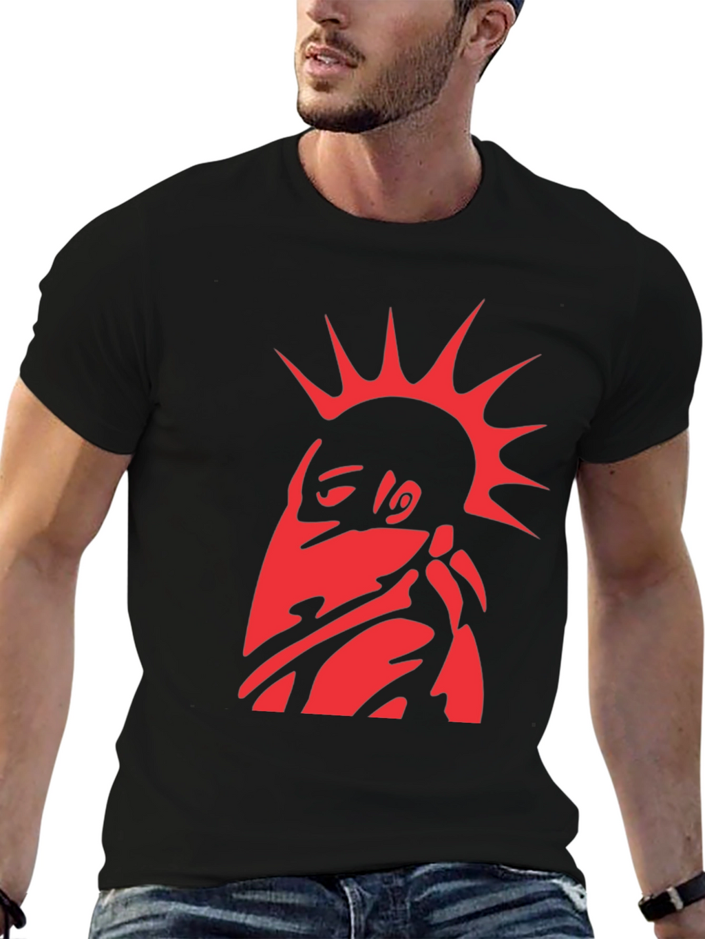 Edgy Red Punk Graphic T-Shirt