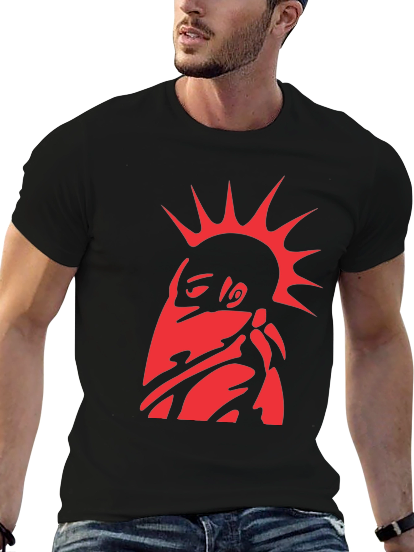 Edgy Red Punk Graphic T-Shirt