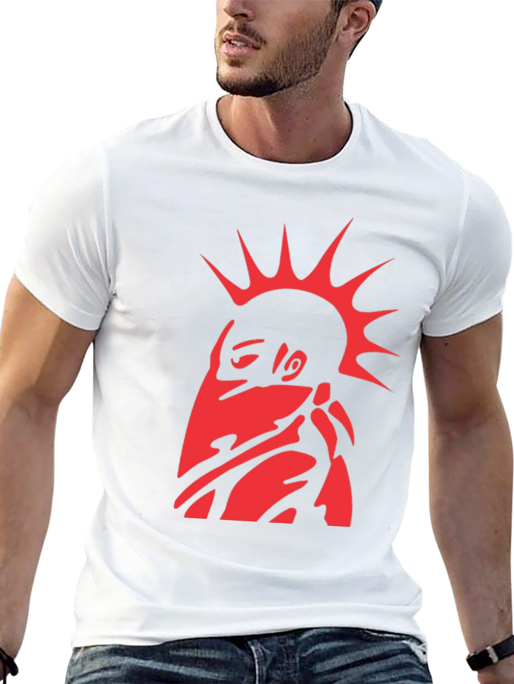 Edgy Red Punk Graphic T-Shirt