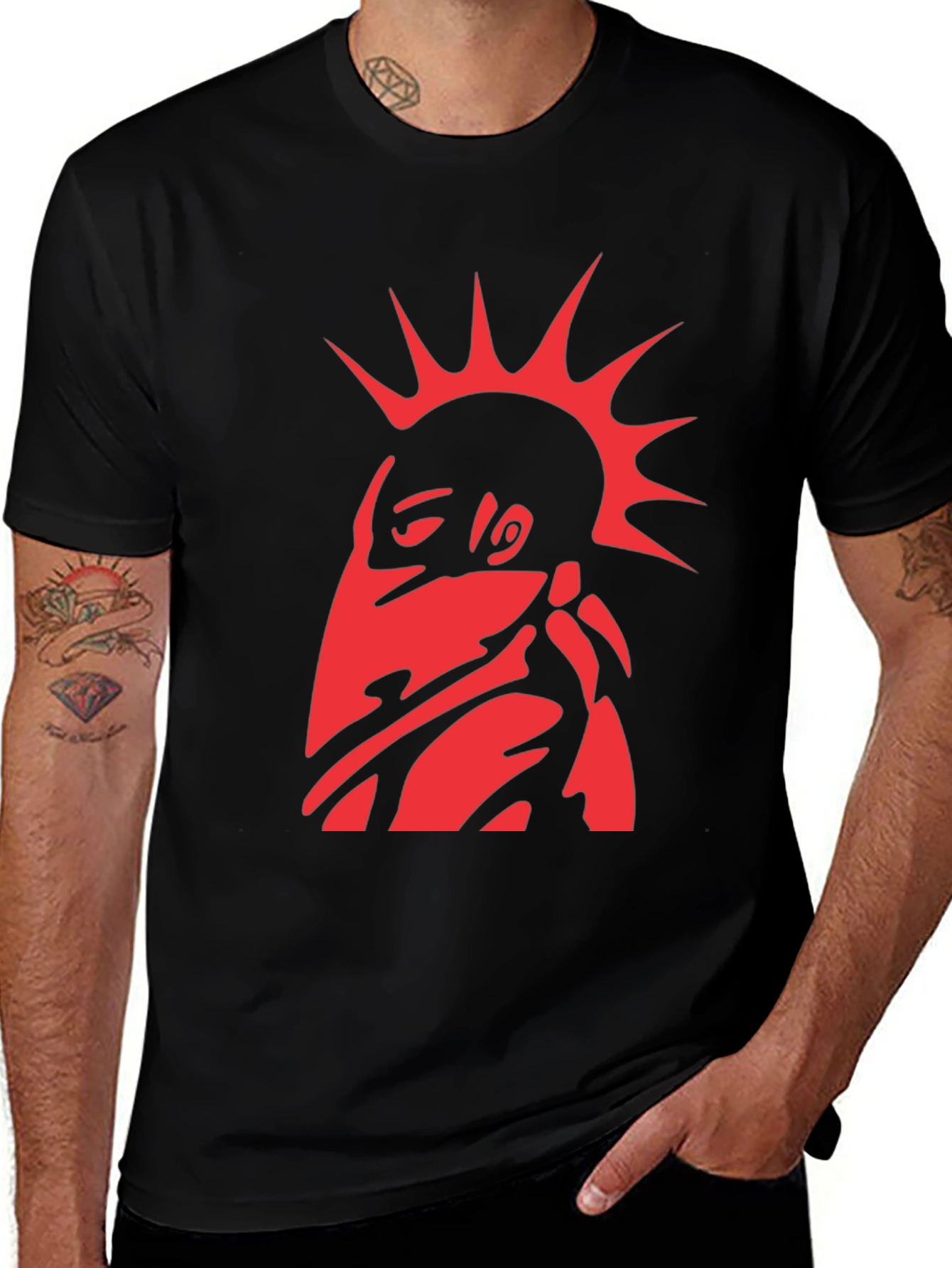 Edgy Red Punk Graphic T-Shirt