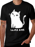 Humorous Cat Graphic T-Shirt - Black