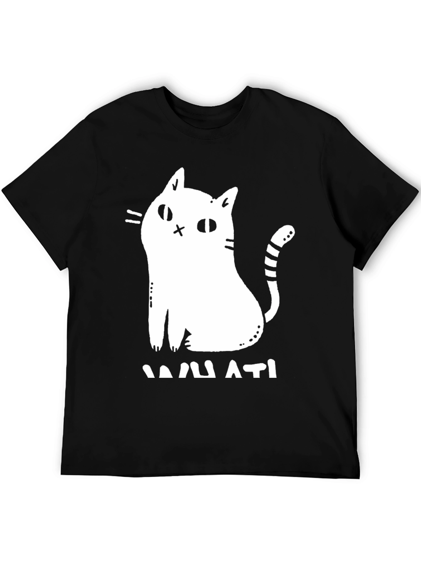 Humorous Cat Graphic T-Shirt - Black