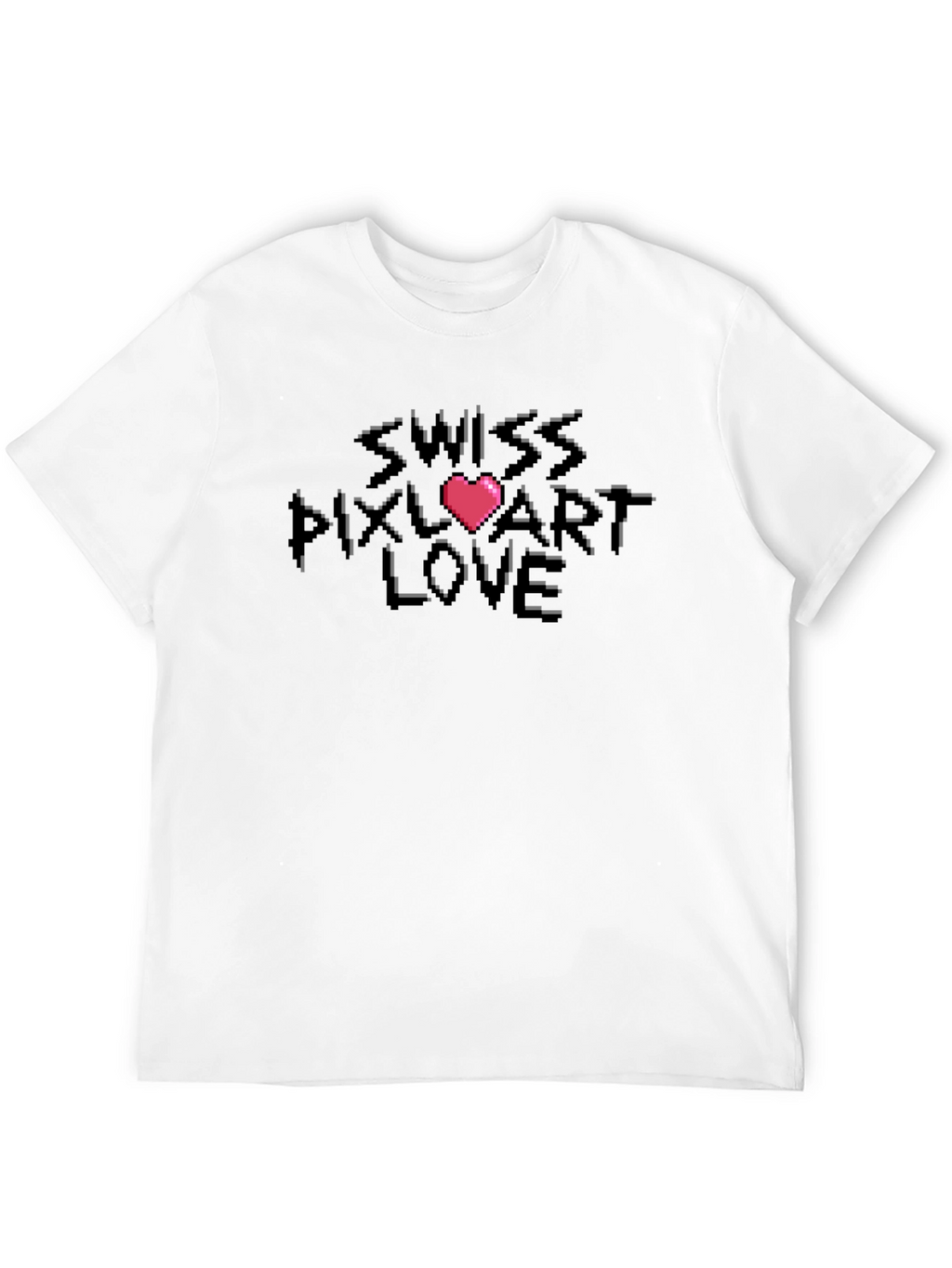 Swiss Pixel Art Love Black T-Shirt