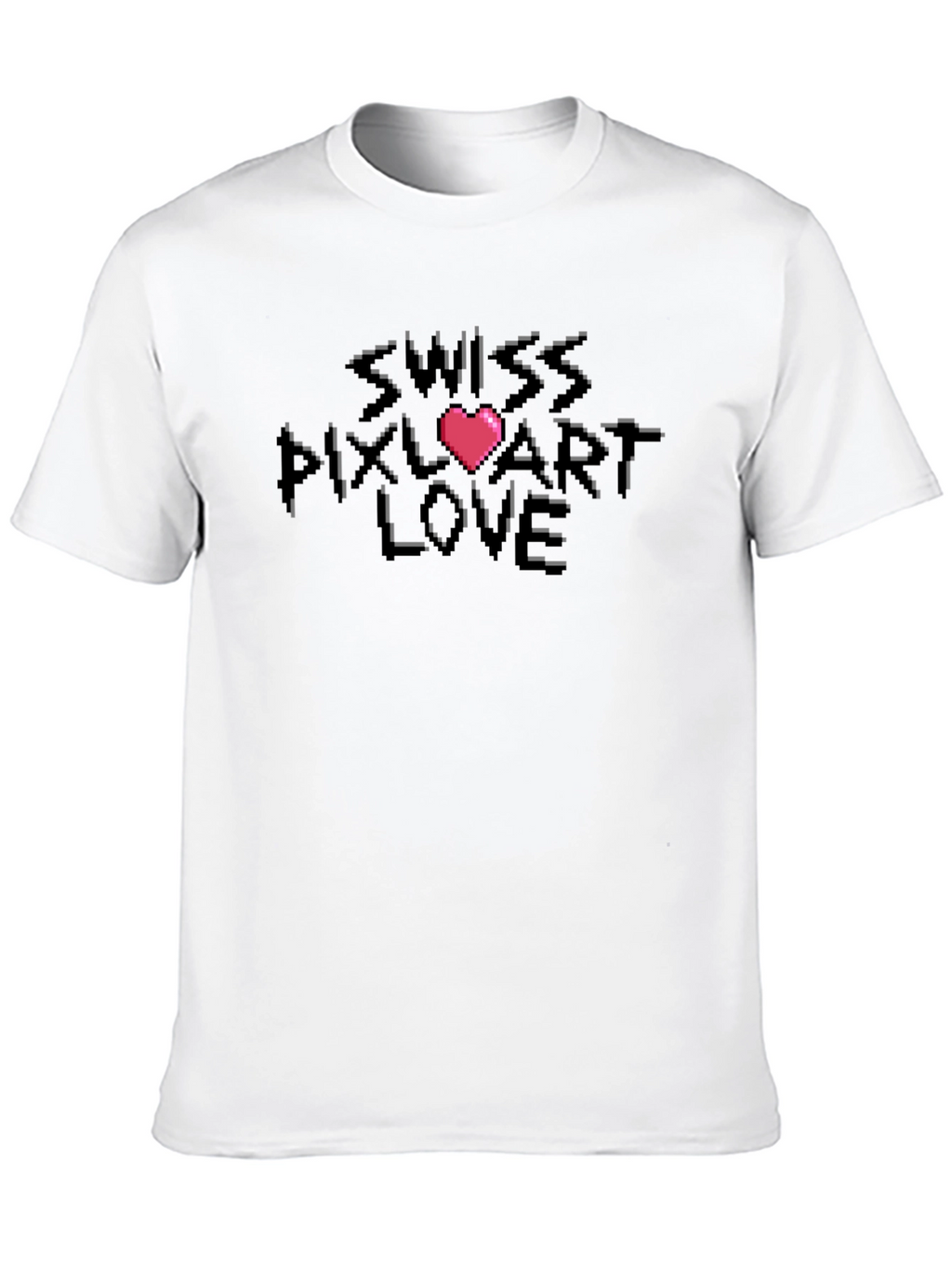 Swiss Pixel Art Love Black T-Shirt