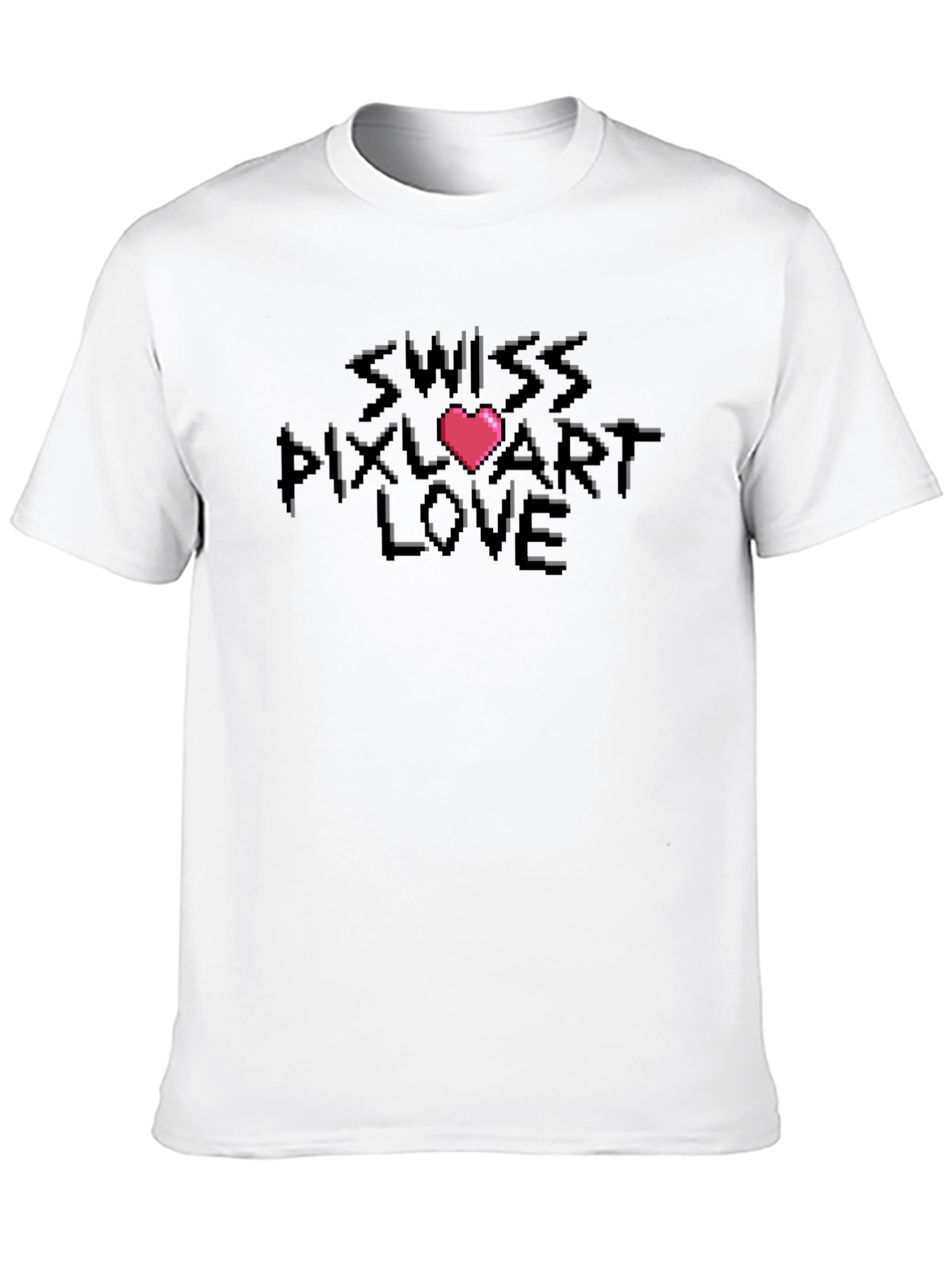 Swiss Pixel Art Love Black T-Shirt
