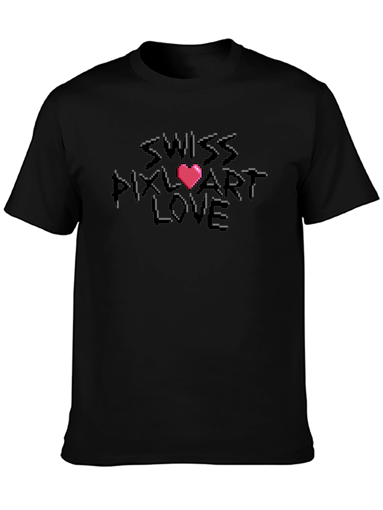 Swiss Pixel Art Love Black T-Shirt