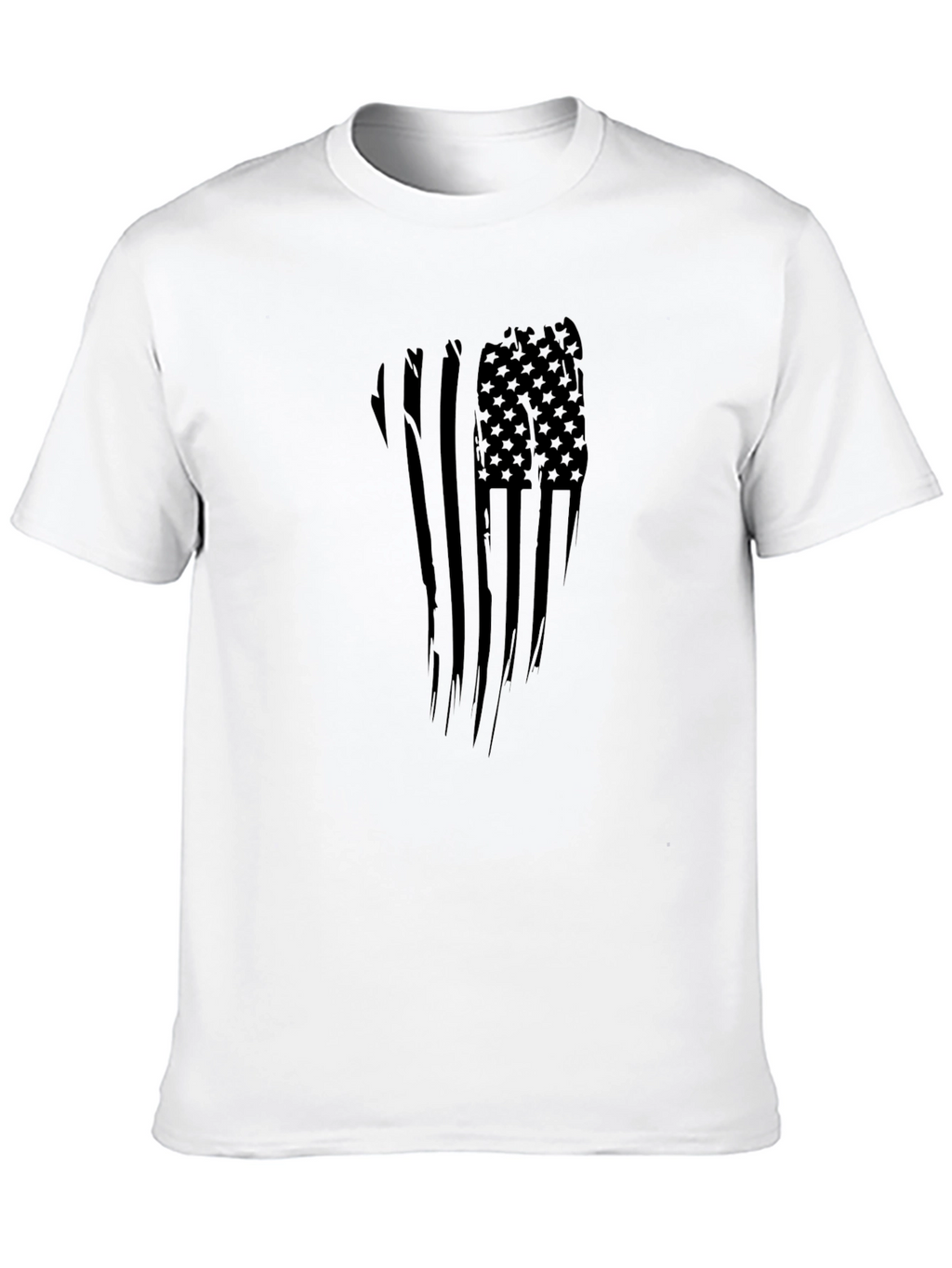 Distressed American Flag Graphic Tee - Black