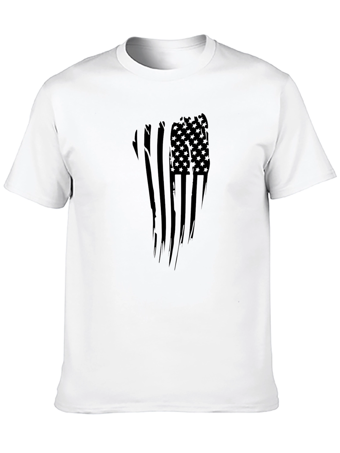 Distressed American Flag Graphic Tee - Black