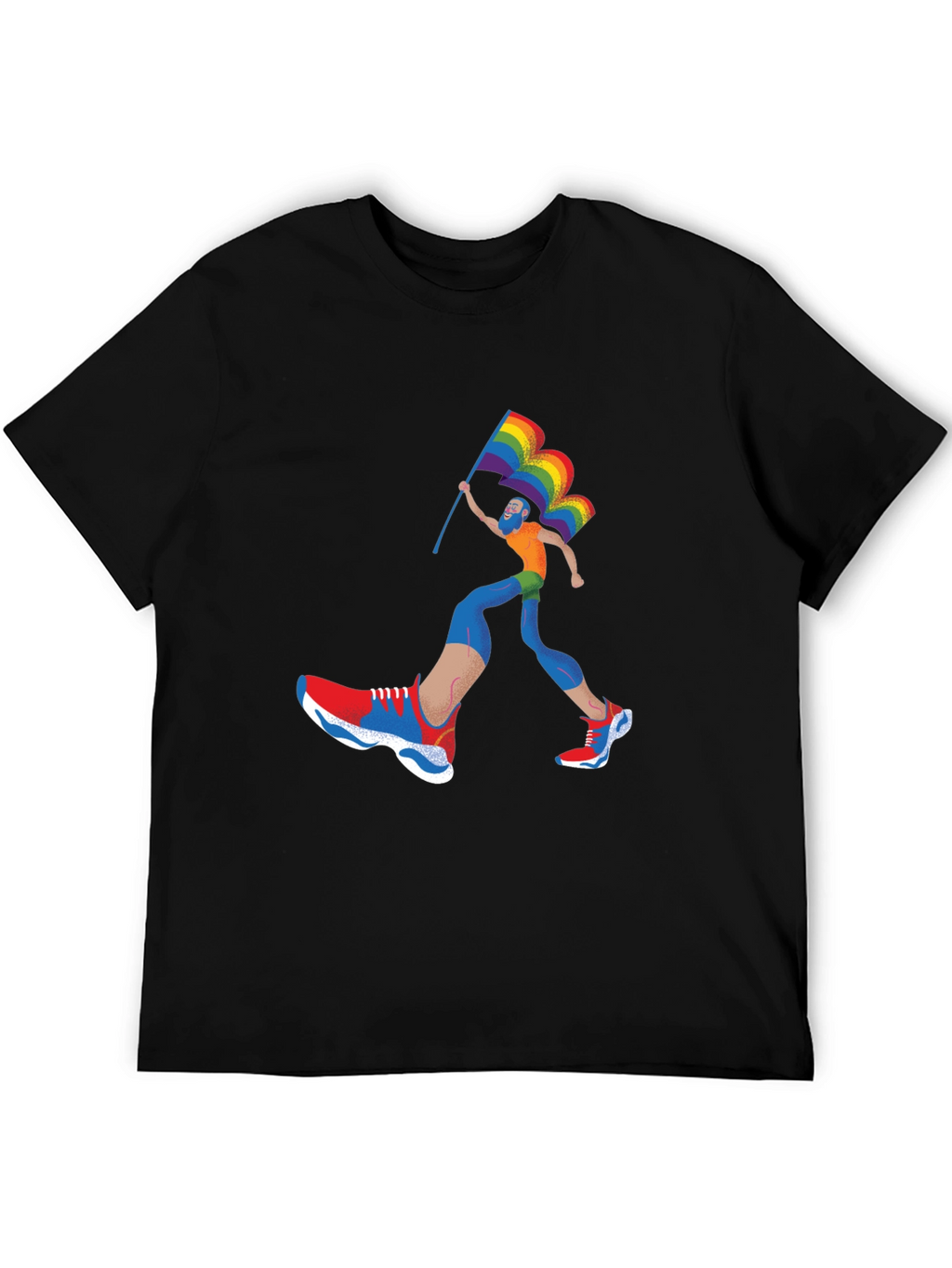 Pride Runner Graphic Tee - Black Cotton Blend