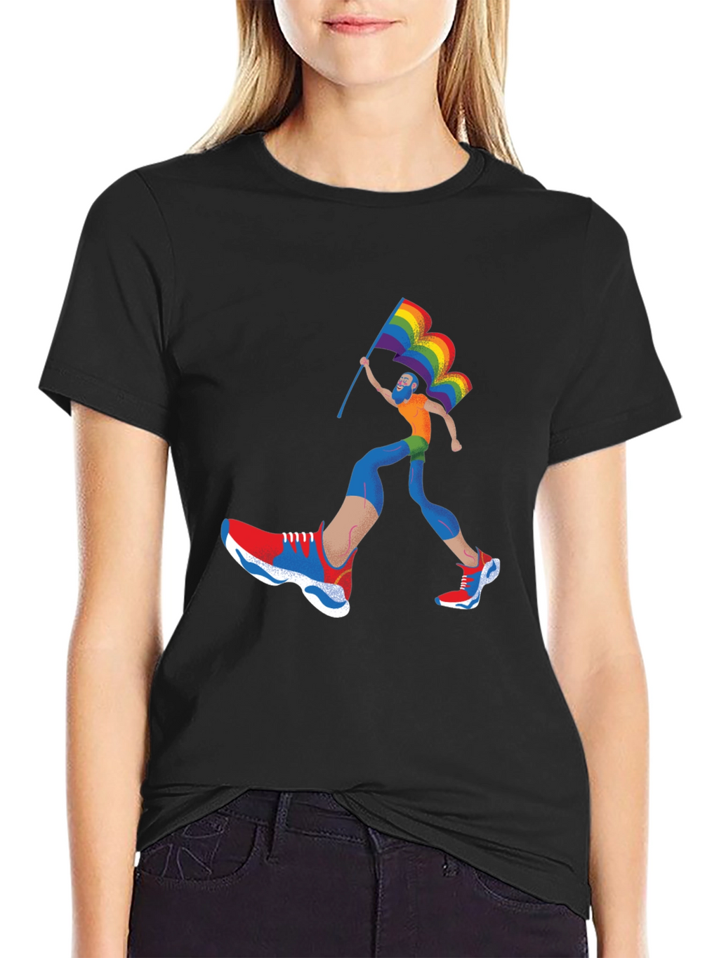 Pride Runner Graphic Tee - Black Cotton Blend