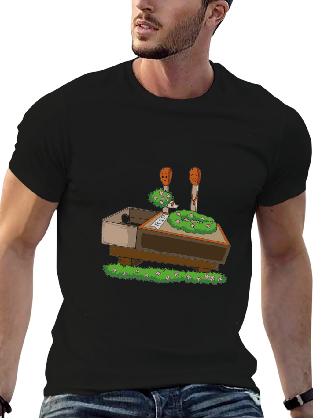 RIP Funny Matchsticks T-Shirt - Black Cotton Tee