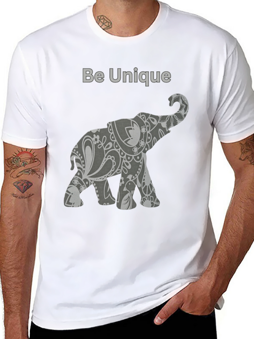 Unique Elephant Graphic Tee - Black Cotton Blend