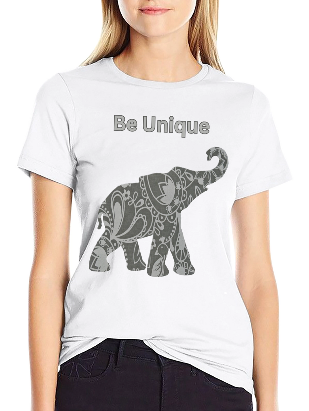 Unique Elephant Graphic Tee - Black Cotton Blend