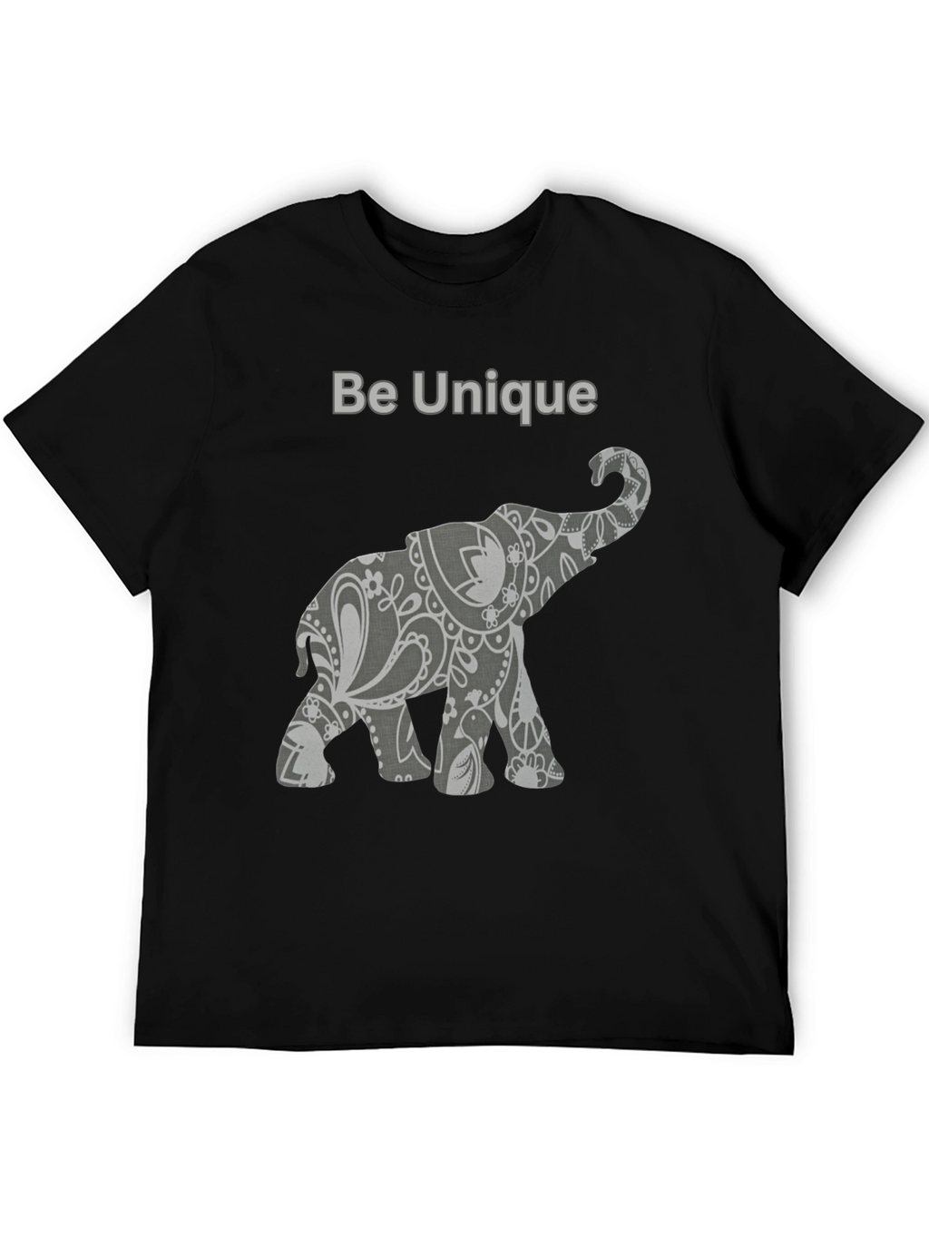 Unique Elephant Graphic Tee - Black Cotton Blend