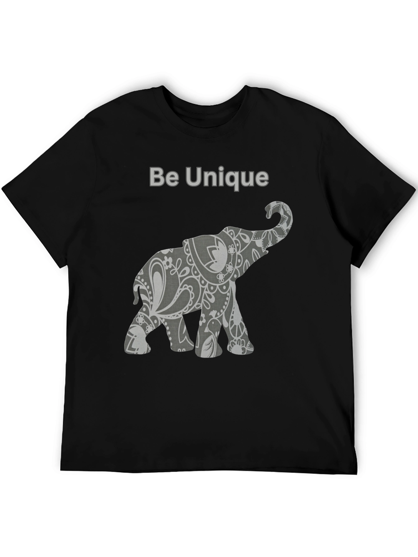 Unique Elephant Graphic Tee - Black Cotton Blend