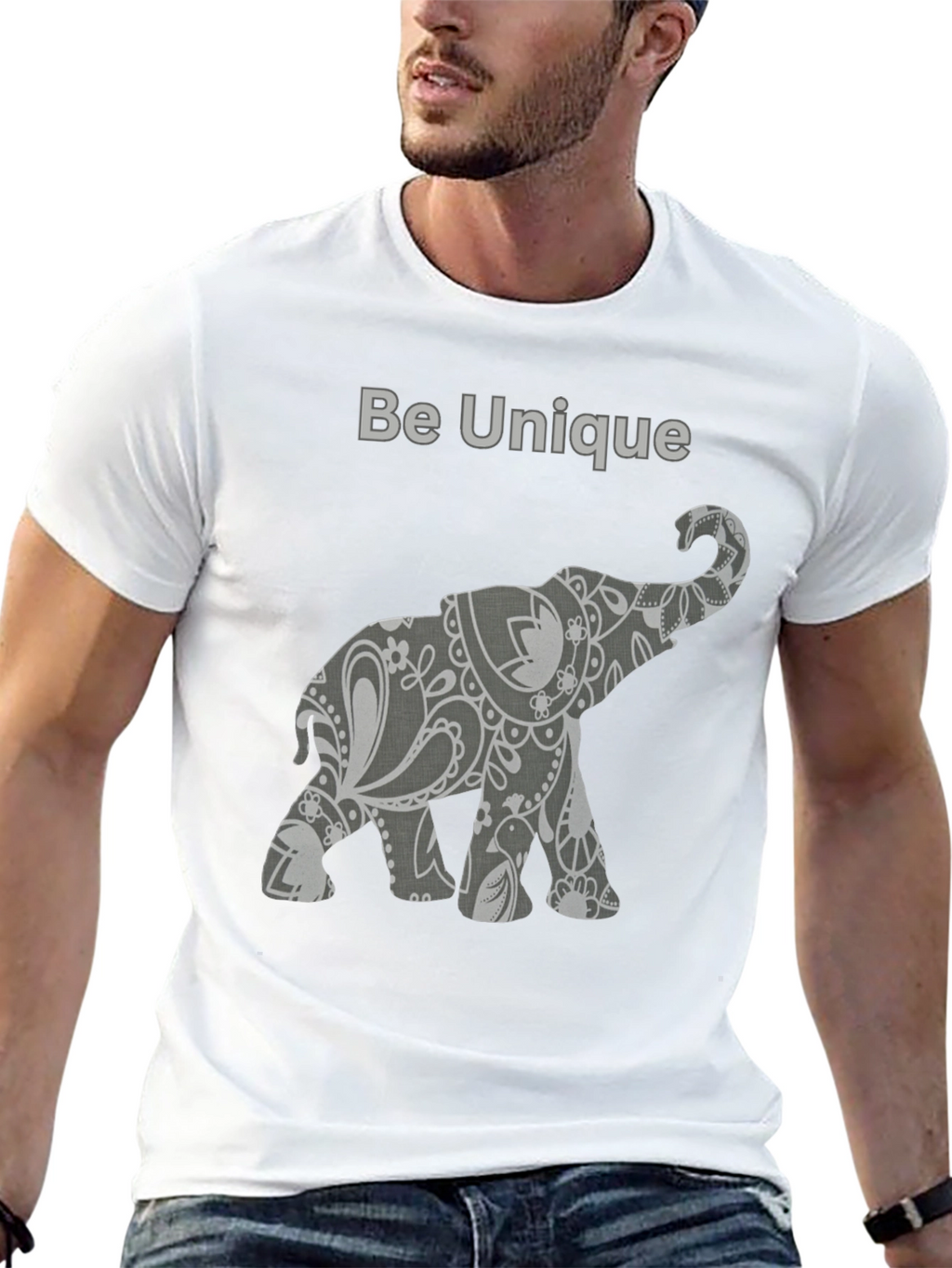 Unique Elephant Graphic Tee - Black Cotton Blend