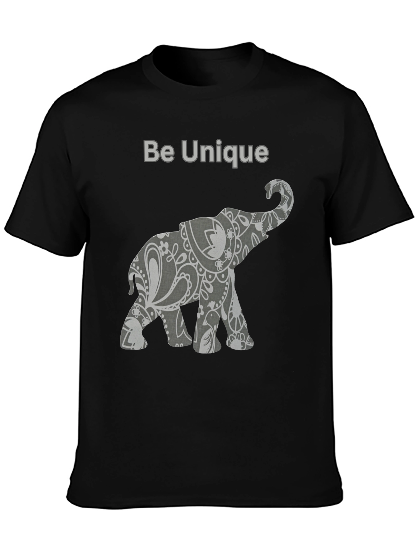 Unique Elephant Graphic Tee - Black Cotton Blend