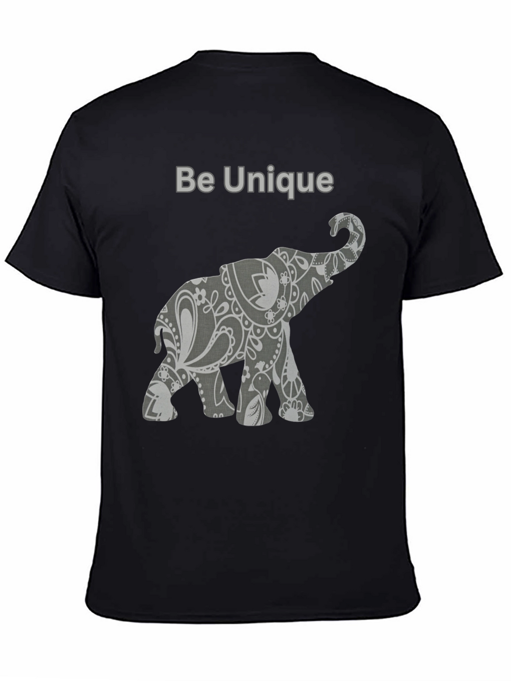 Unique Elephant Graphic Tee - Black Cotton Blend