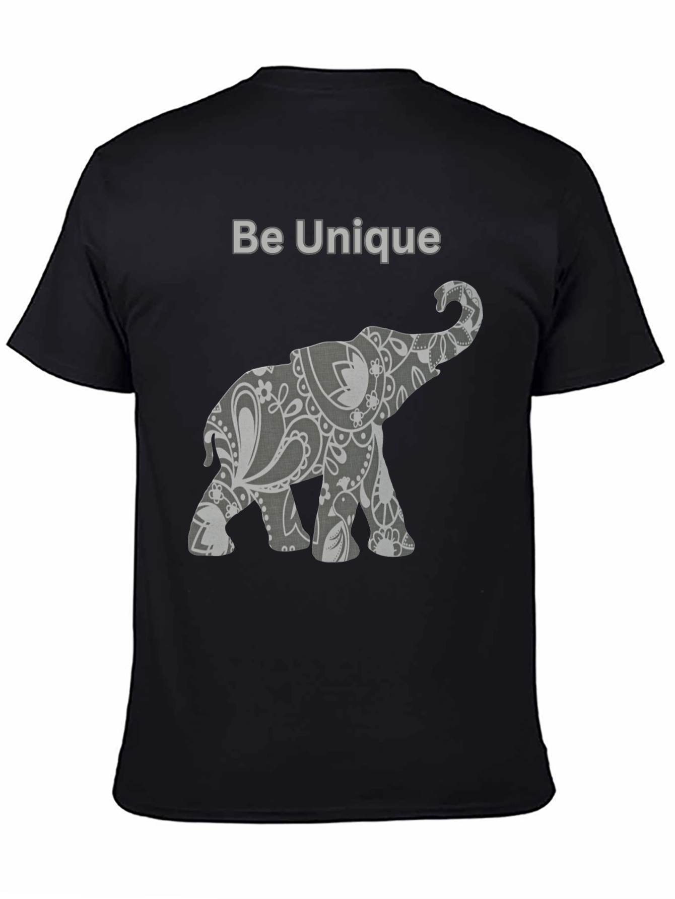 Unique Elephant Graphic Tee - Black Cotton Blend