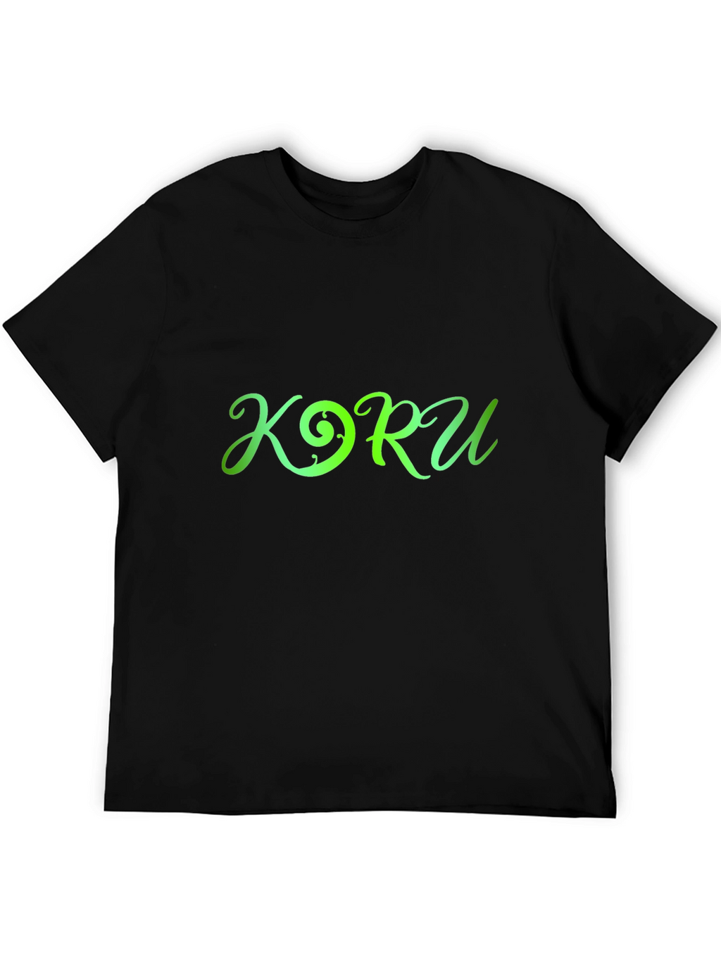 Koru Green Gradient Graphic Black T-Shirt