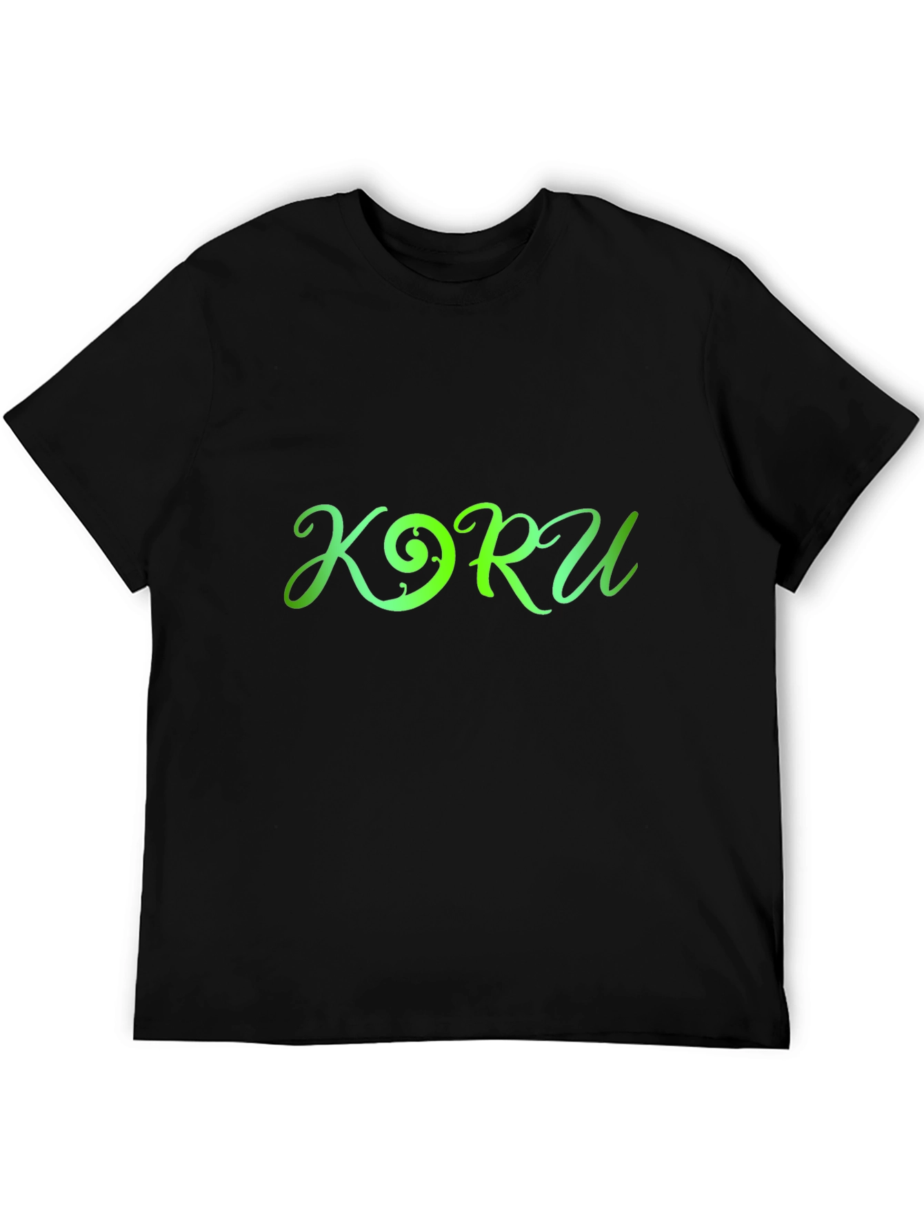 Koru Green Gradient Graphic Black T-Shirt