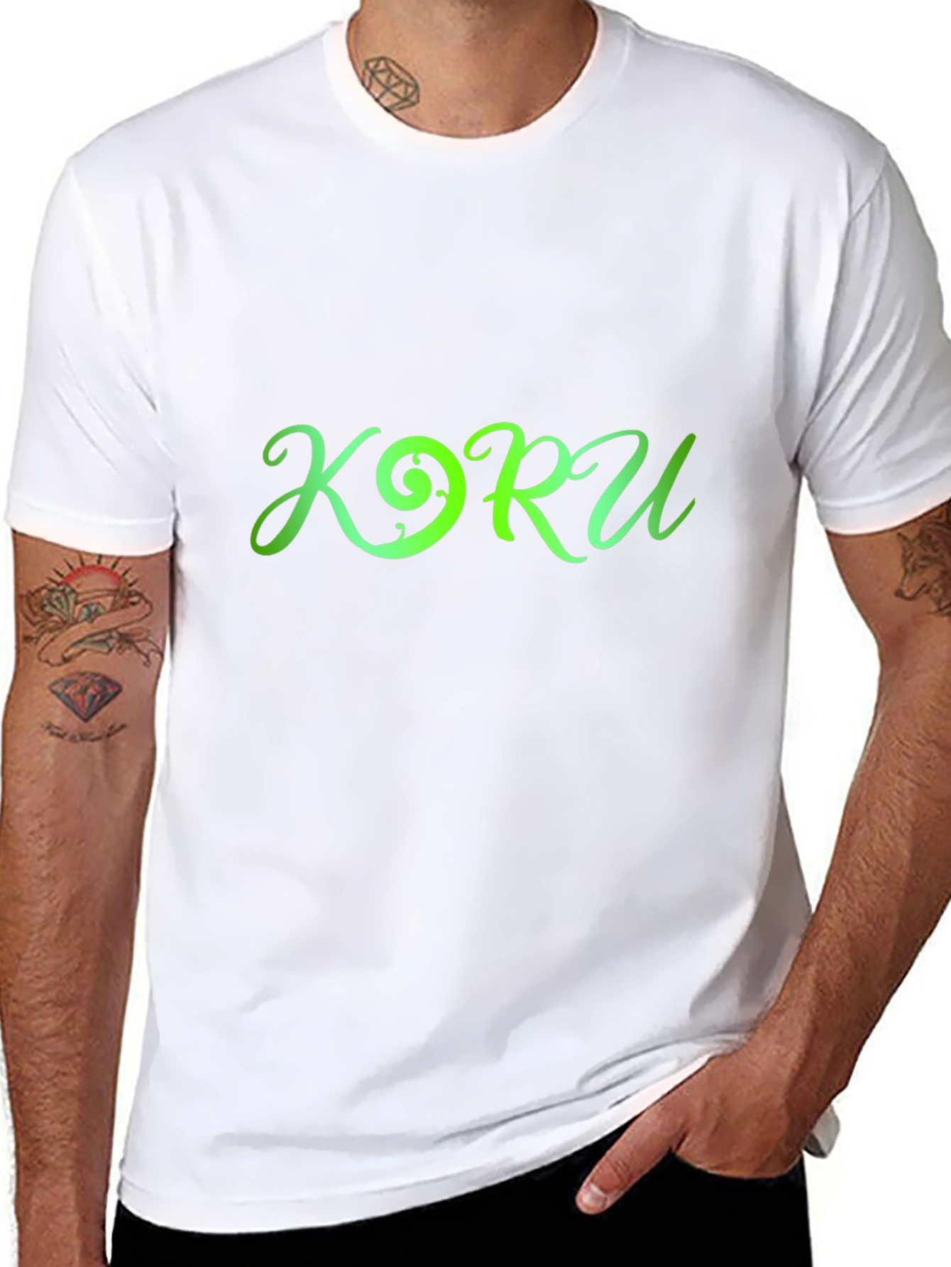 Koru Green Gradient Graphic Black T-Shirt