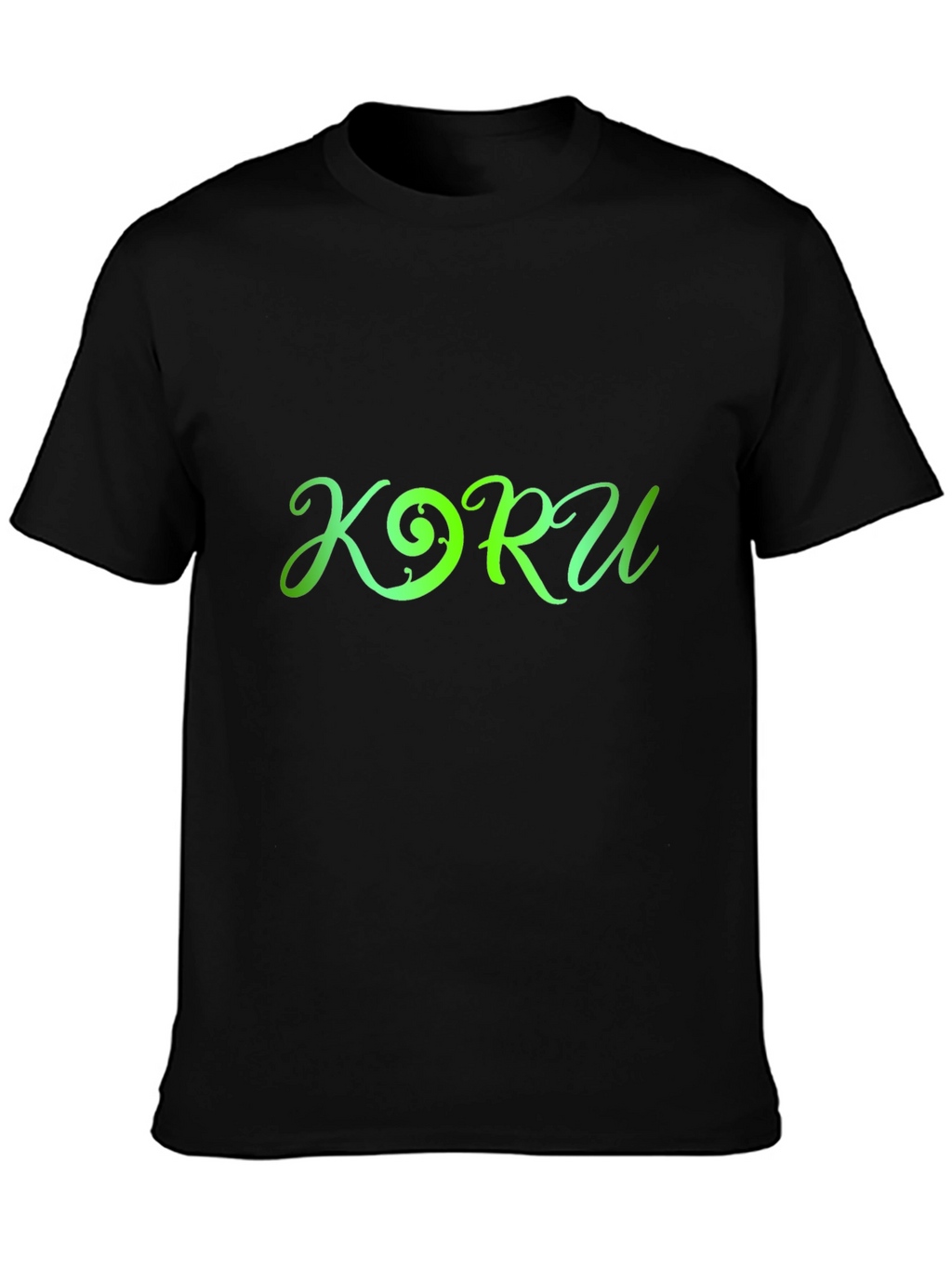 Koru Green Gradient Graphic Black T-Shirt
