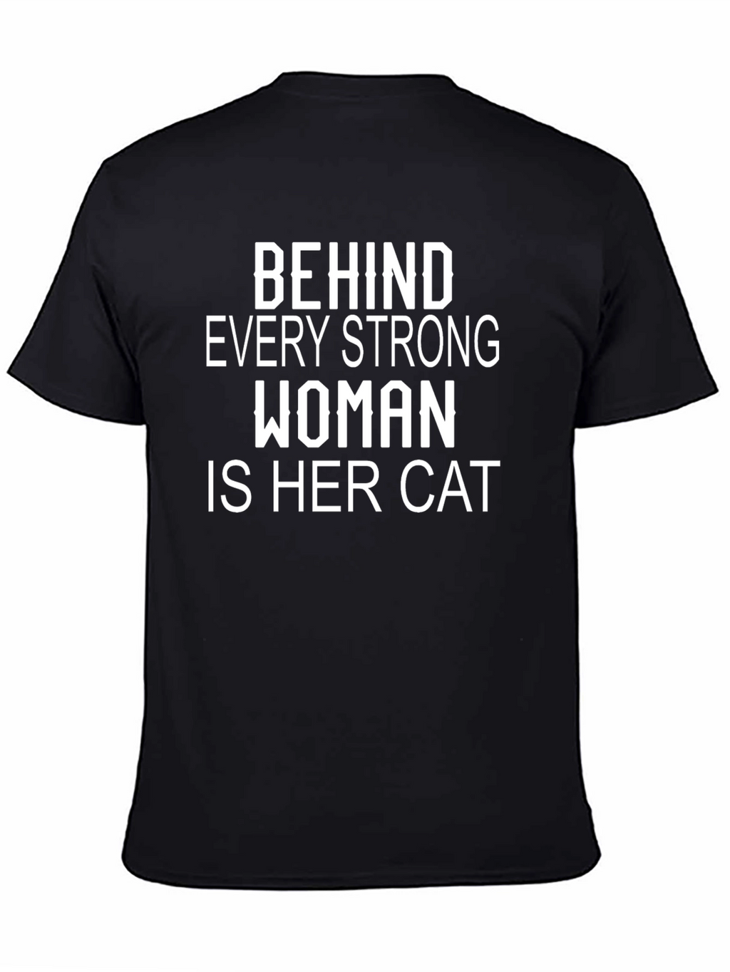 Strong Woman & Cat Black Graphic Tee
