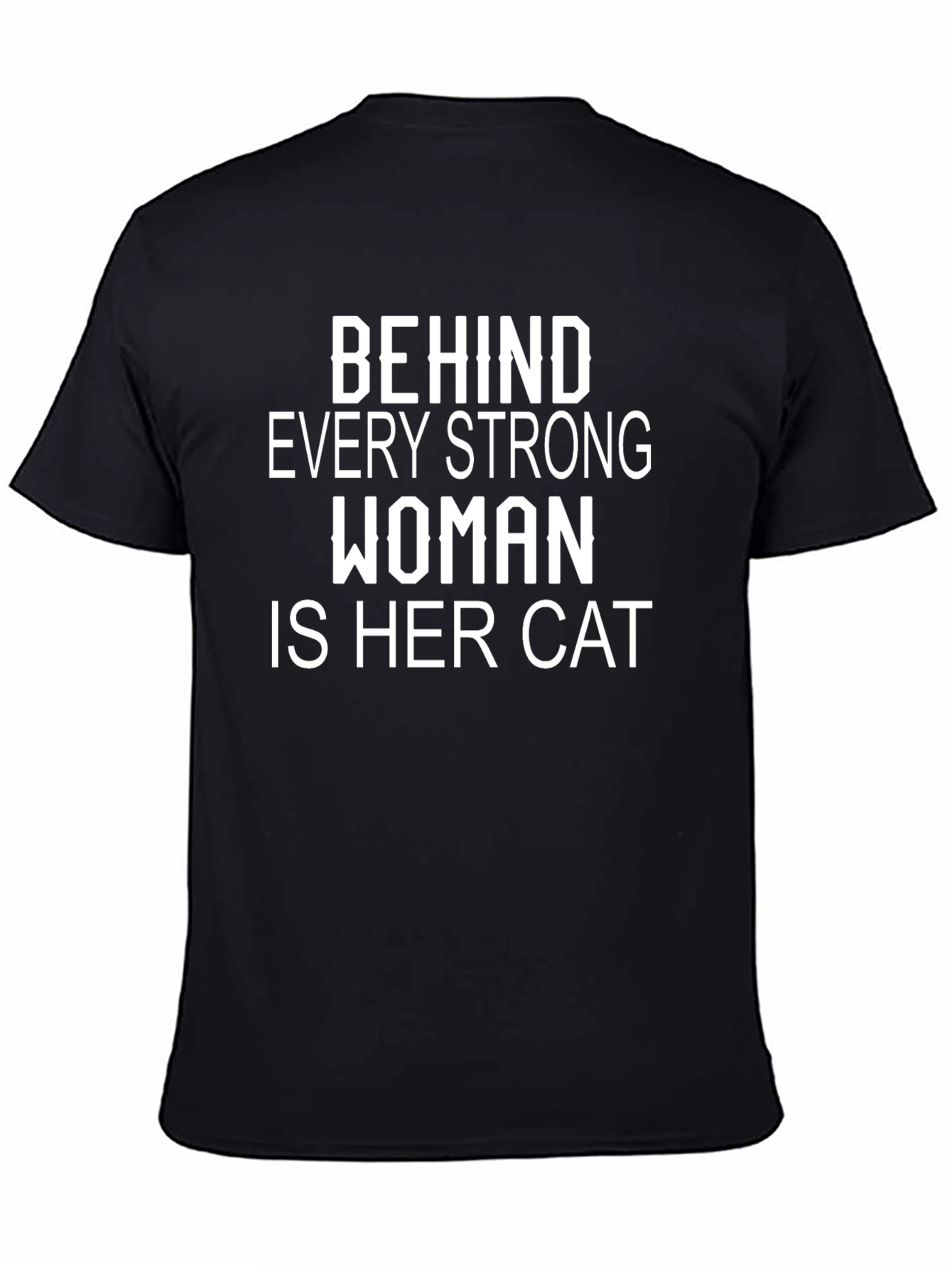 Strong Woman & Cat Black Graphic Tee
