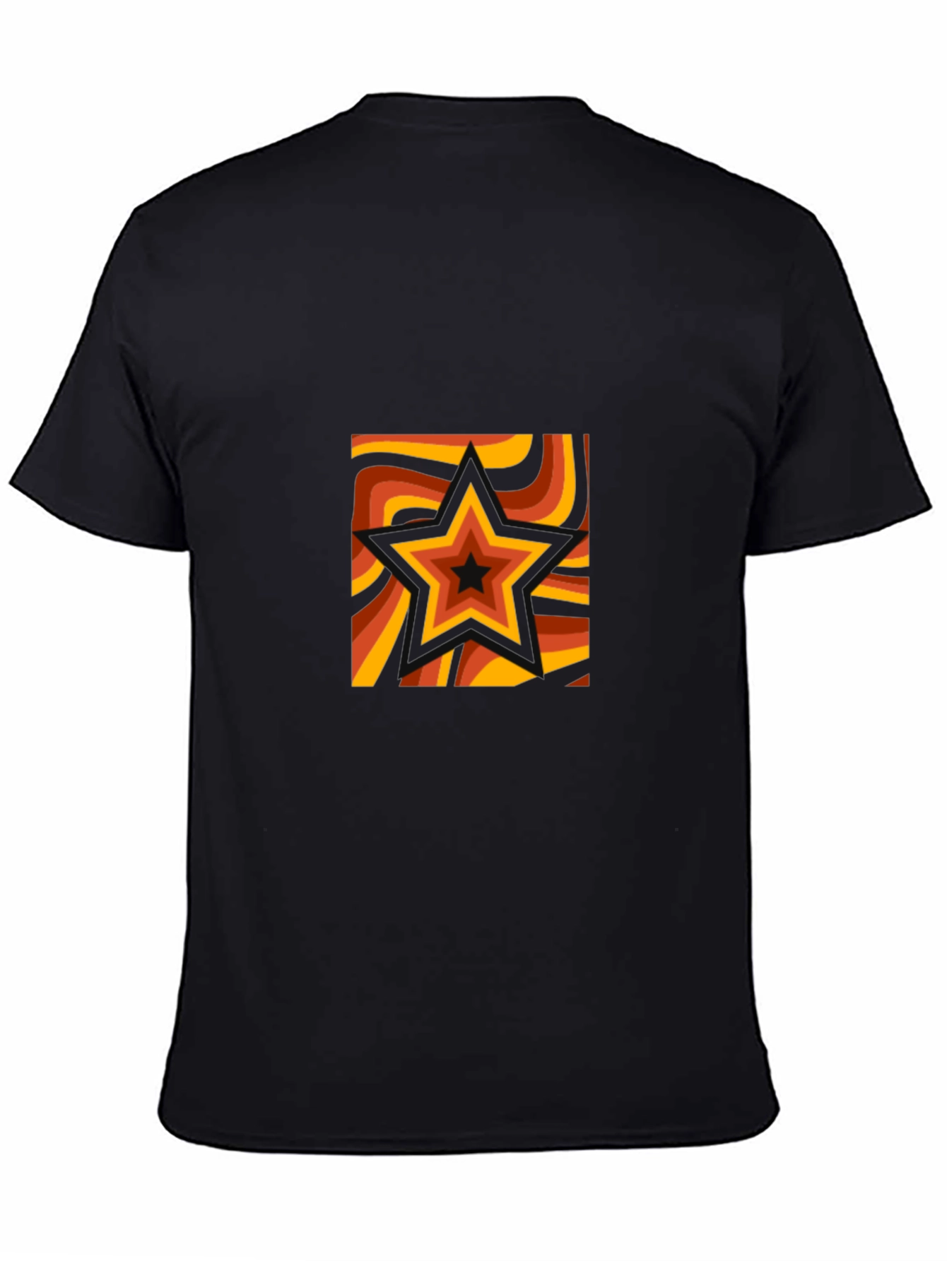 Retro Star Graphic Tee - Black Cotton T-Shirt